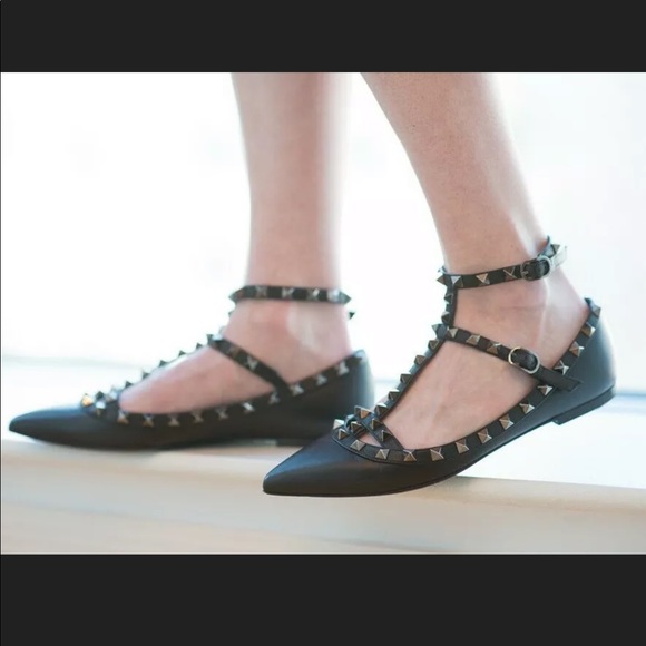 🕶 VALENTINO ROCKSTUD NOIR BALLERINA FLATS! - Picture 2 of 2